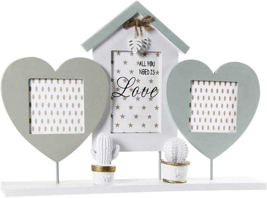 PORTAFOTO DA TAVOLO MULTIPLO | CORNICE FOTO 3 POSTI IN LEGNO | PORTAFOTO SHABBY