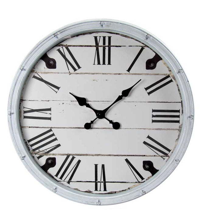 OROLOGIO DA PARETE CON CORNICE IN PLASTICA E NUMERI ROMANI 50X50X5 CM BIANCO