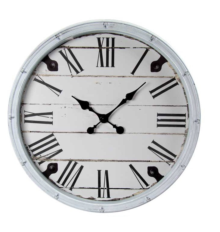 OROLOGIO DA PARETE CON CORNICE IN PLASTICA E NUMERI ROMANI 50X50X5 CM BIANCO