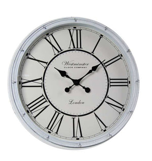 OROLOGIO DA PARETE IN PLASTICA E VETRO CON NUMERI ROMANI 50X5 CM BIANCO