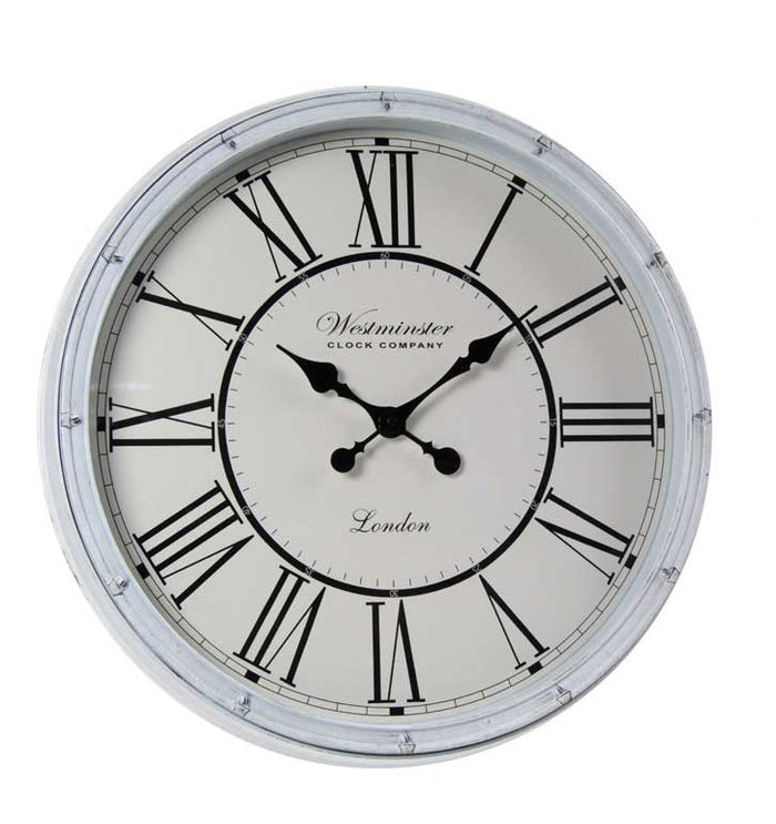 OROLOGIO DA PARETE IN PLASTICA E VETRO CON NUMERI ROMANI 50X5 CM BIANCO