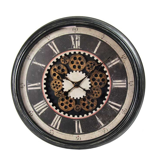 OROLOGIO DA PARETE CON INGRANAGGI IN MOVIMENTO 59X6 MARRONE RUSTICO