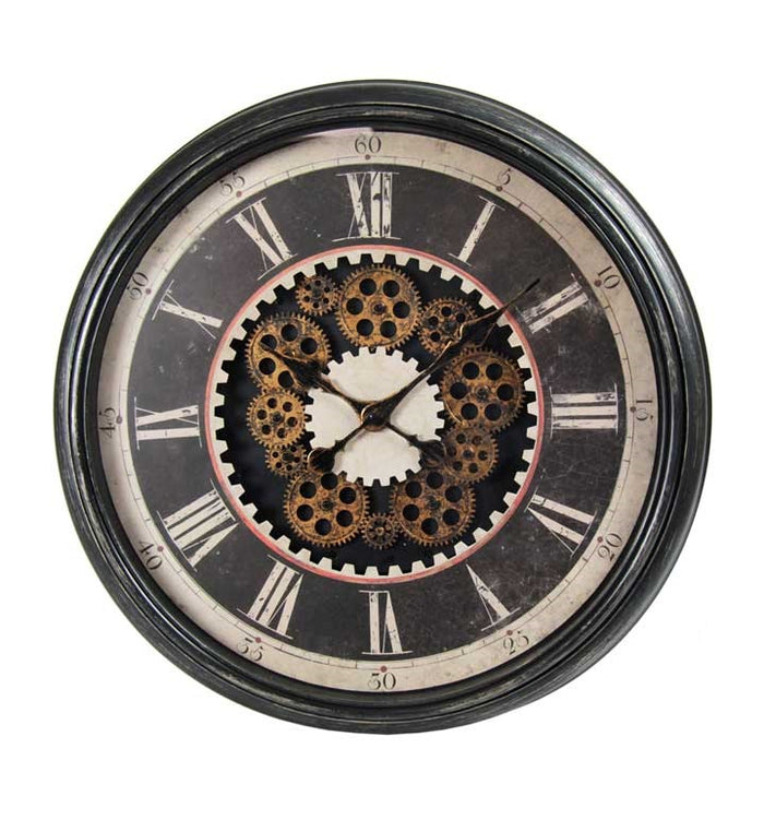 OROLOGIO DA PARETE CON INGRANAGGI IN MOVIMENTO 59X6 MARRONE RUSTICO