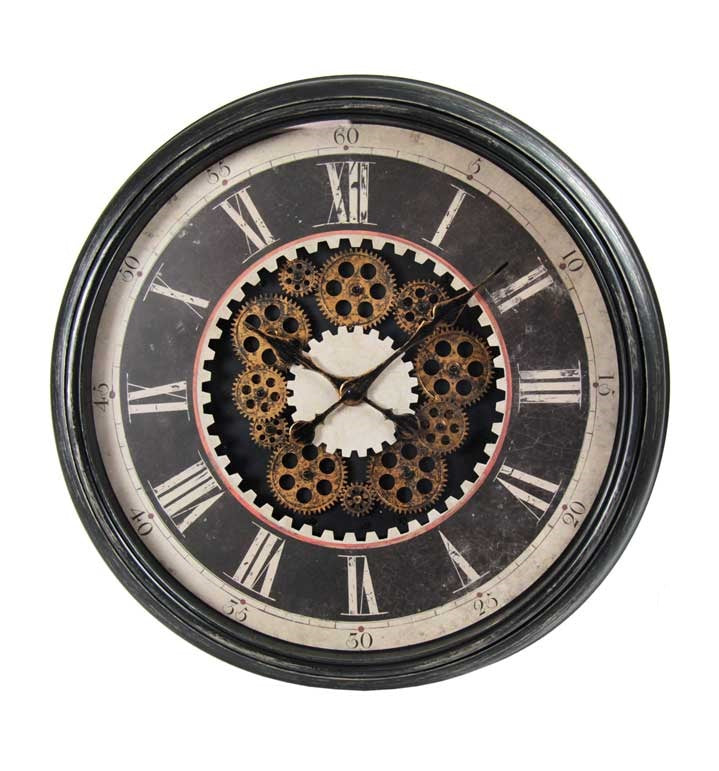 OROLOGIO DA PARETE CON INGRANAGGI IN MOVIMENTO 59X6 MARRONE RUSTICO