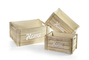 SET 3 CASSETTE DECORATIVE DESIGN HOME 3 DIMENSIONI  IN LEGNO NATURALE