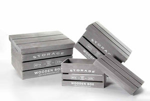 MAURY'S SET 3 CASSETTE IN LEGNO GRIGIO CON COPERCHIO IN MISURE DIFFERENTI