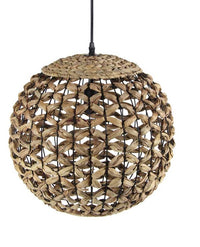 LAMPADARIO TONDO INTRECCIATO IN LEGNO NATURALE 40 CM