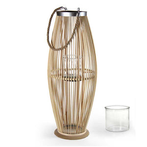 LANTERNA IN VIMINI CON MANICO 29X29X59CM IN COLORE LEGNO NATURALE