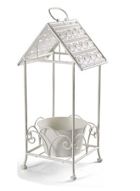 MAURY'S PORTA PIANTA BIANCO IN METALLO A FORMA DI CASETTA 26X20X57 CM