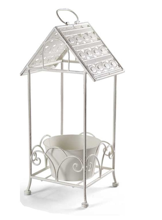 MAURY'S PORTA PIANTA BIANCO IN METALLO A FORMA DI CASETTA 26X20X57 CM