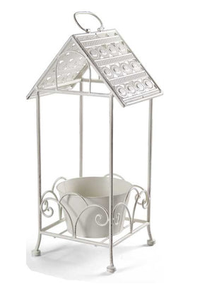 MAURY'S PORTA PIANTA BIANCO IN METALLO A FORMA DI CASETTA 26X20X57 CM