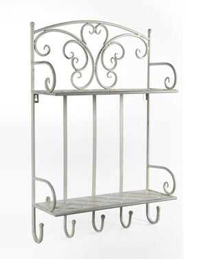 MENSOLA APPENDINO IN METALLO CON 5 GANCI 42X15X64 CM IN COLORE BIANCO