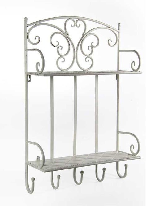 MENSOLA APPENDINO IN METALLO CON 5 GANCI 42X15X64 CM IN COLORE BIANCO