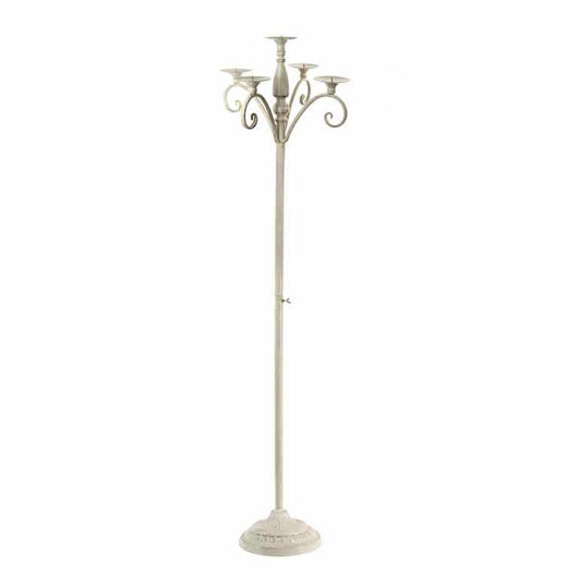 PIANTANA A CANDELABRO CON 5LUCI 37X37X15 CM IN METALLO BIANCO SHABBY