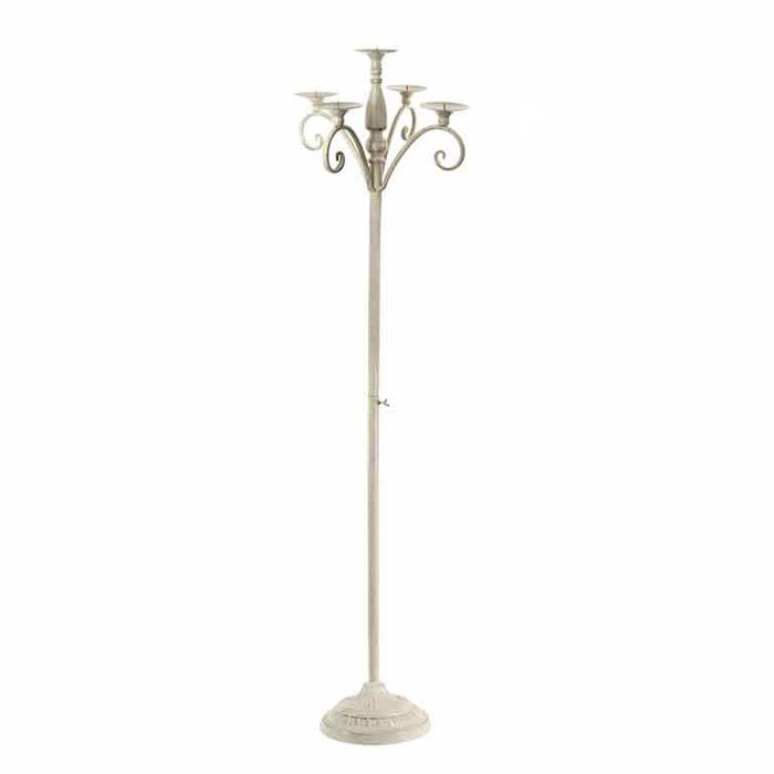 PIANTANA A CANDELABRO CON 5LUCI 37X37X15 CM IN METALLO BIANCO SHABBY