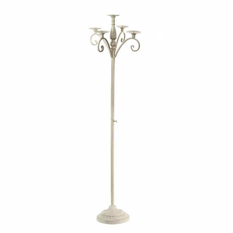 PIANTANA A CANDELABRO CON 5LUCI 37X37X15 CM IN METALLO BIANCO SHABBY