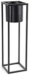 LIVING PORTAPIANTE IN METALLO STILE INDUSTRIAL 15X15X50 CM NERO