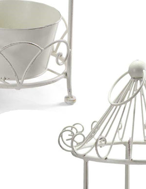 PORTA PIANTA BIANCO IN METALLO CON TETTINO ESTETICO CON 28X28X58 CM