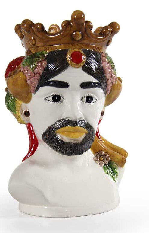 MAURY'S VASO DECORATIVO TESTA DI MORO UOMO IN CERAMICA COLORATA 22X40 CM