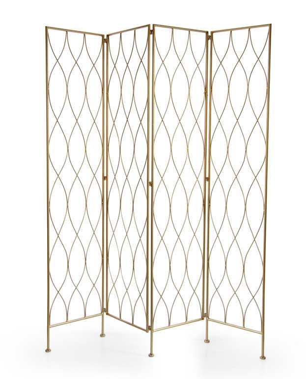 SEPARÈ IN METALLO A TRAMA FORATA 4 PANNELLI 40X180CM COLORE ORO