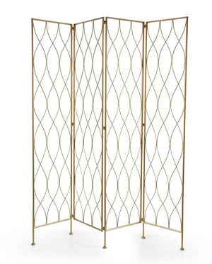 SEPARÈ IN METALLO A TRAMA FORATA 4 PANNELLI 40X180CM COLORE ORO