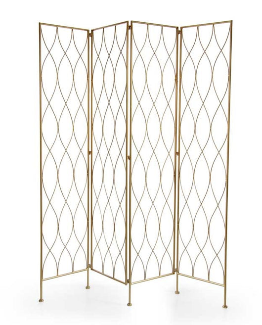 SEPARÈ IN METALLO A TRAMA FORATA 4 PANNELLI 40X180CM COLORE ORO