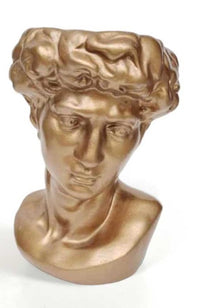 VASO PORTA PIANTE DESIGN TESTA DI UOMO BASE TONDA 19X19X29 CM ORO
