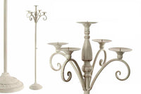 PIANTANA A CANDELABRO CON 5LUCI 37X37X15 CM IN METALLO BIANCO SHABBY