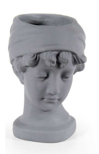 VASO PORTA PIANTE DESIGN TESTA DI DONNA BASE TONDA 25X18X29 CM GRIGIO