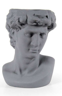 VASO PORTA PIANTE DESIGN TESTA DI UOMO BASE TONDA 21X19X29 CM GRIGIO