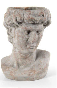 VASO PORTA PIANTE DESIGN TESTA DI UOMO BASE TONDA 19X19X29 CM GRIGIO