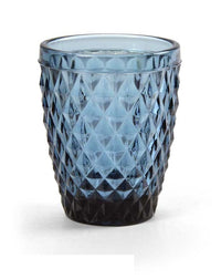 BICCHIERE DIAMANTE REALIZZATO IN VETRO PER ACQUA DA 250 CC COLORE BLU