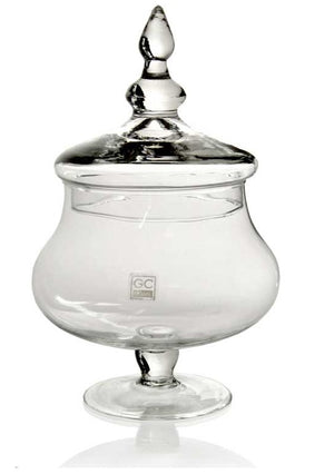 VASO POUTICHE DECORATIVO IN VETRO CON COPERCHIO 14 X 30 CM