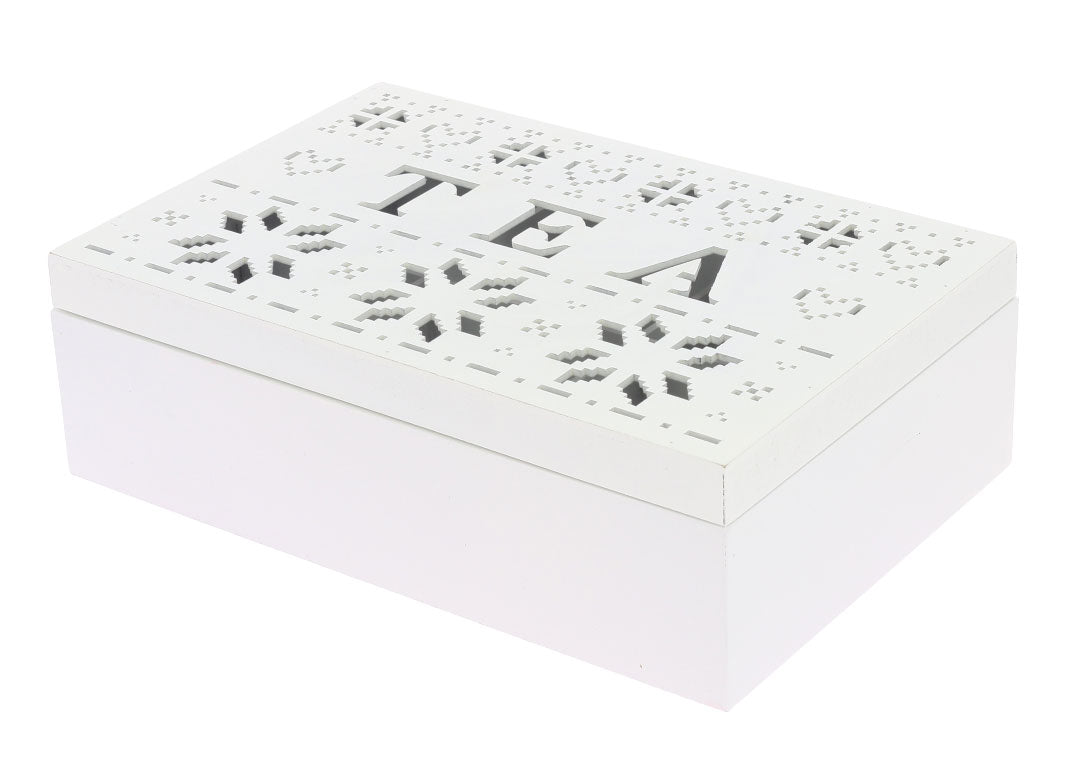 SCATOLA PER TÈ IN FORMATO 24X16X7 CM CON DECORAZIONE TRAFORATO