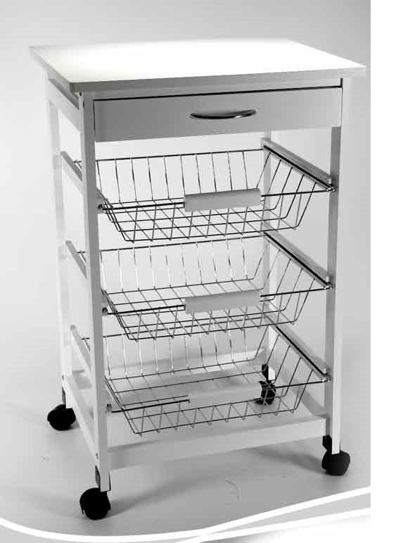 CARRELLO DA CUCINA 47 X 37 X H 76 CM COLORE BIANCO