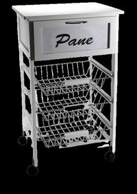 CARRELLO DA CUCINA PANE 47 X 37 X H 85 CM COLORE BIANCO