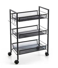 CARRELLO DA CUCINA IN METALLO CON RUOTE 45X27X63 CM IN COLORE NERO