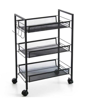CARRELLO DA CUCINA IN METALLO CON RUOTE 45X27X63 CM IN COLORE NERO