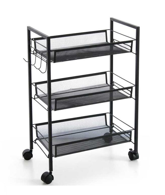 CARRELLO DA CUCINA IN METALLO CON RUOTE 45X27X63 CM IN COLORE NERO