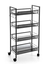CARRELLO PORTAFRUTTA DA CUCINA IN METALLO 4 RIPIANI 45 X 27 X 84 CM NERO