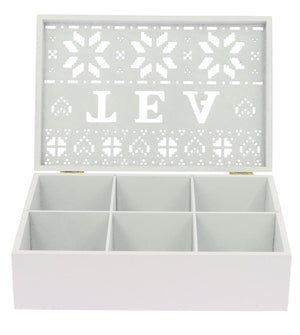 SCATOLA PER TÈ IN FORMATO 24X16X7 CM CON DECORAZIONE TRAFORATO