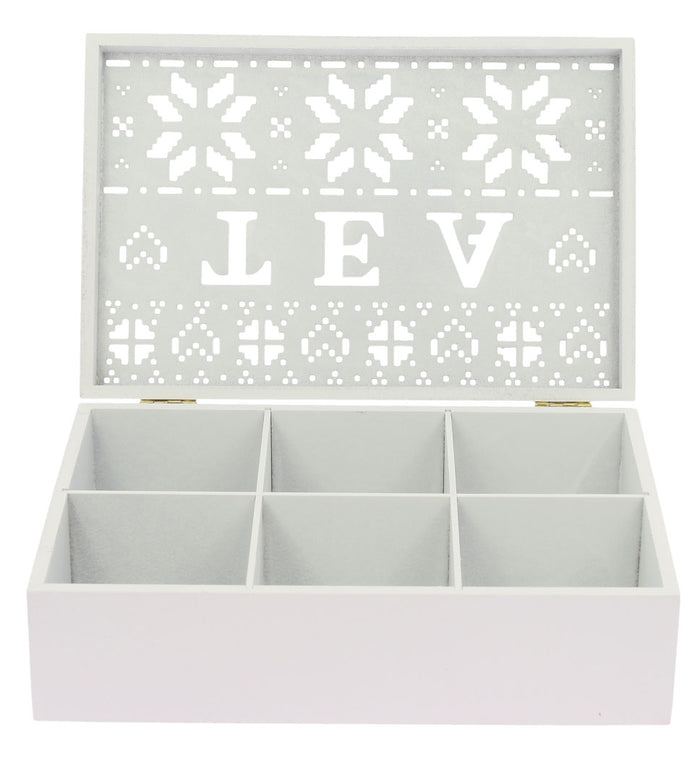 SCATOLA PER TÈ IN FORMATO 24X16X7 CM CON DECORAZIONE TRAFORATO