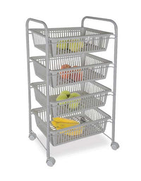 CARRELLO DA CUCINA PORTAFRUTTA 4 CASSETTI 36X47X82 CM COLORE GRIGIO