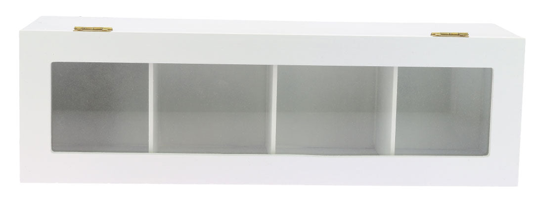 SCATOLA PER TÈ RETTANGOLARE, BIANCO, 4 SCOMPARTI 33X10X9 CM