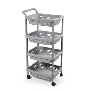 CARRELLO DA CUCINA CON RUOTE E 4 CASSETTI 50X36X99CM IN COLORE GRIGIO