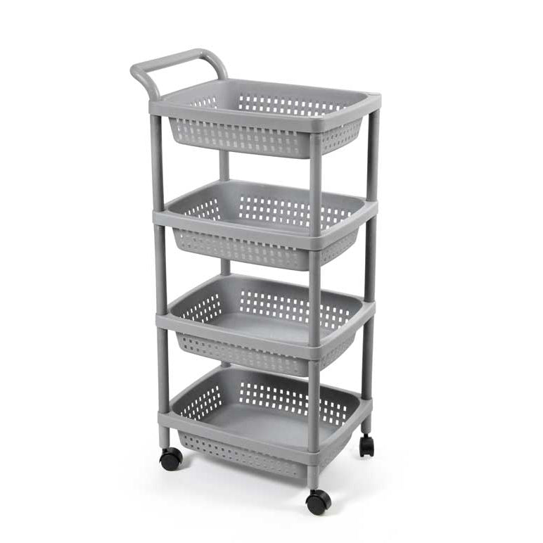 CARRELLO DA CUCINA CON RUOTE E 4 CASSETTI 50X36X99CM IN COLORE GRIGIO