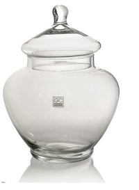 VASO POUTICHE DECORATIVO IN VETRO CON COPERCHIO 21 X 27 CM