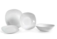 SERVIZIO DI PIATTI DA TAVOLA BIANCO 19 PEZZI CON INSALATIERA DESIGN QUADRATO