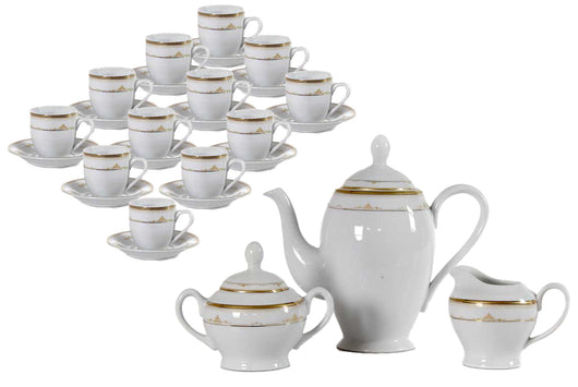 CLAUDIA SERVIZIO DI CAFFÈ IN SET DA 27 PEZZI CON DECORO ORO