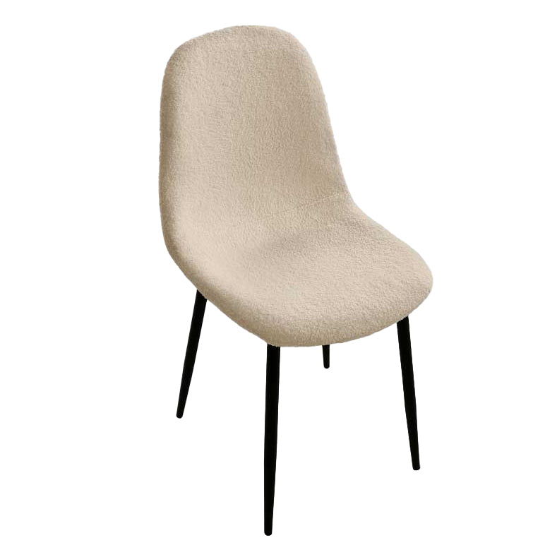 SEDIA IMBOTTITA TEDDY IN TESSUTO BEIGE CON GAMBE NERE 44X48X88 CM